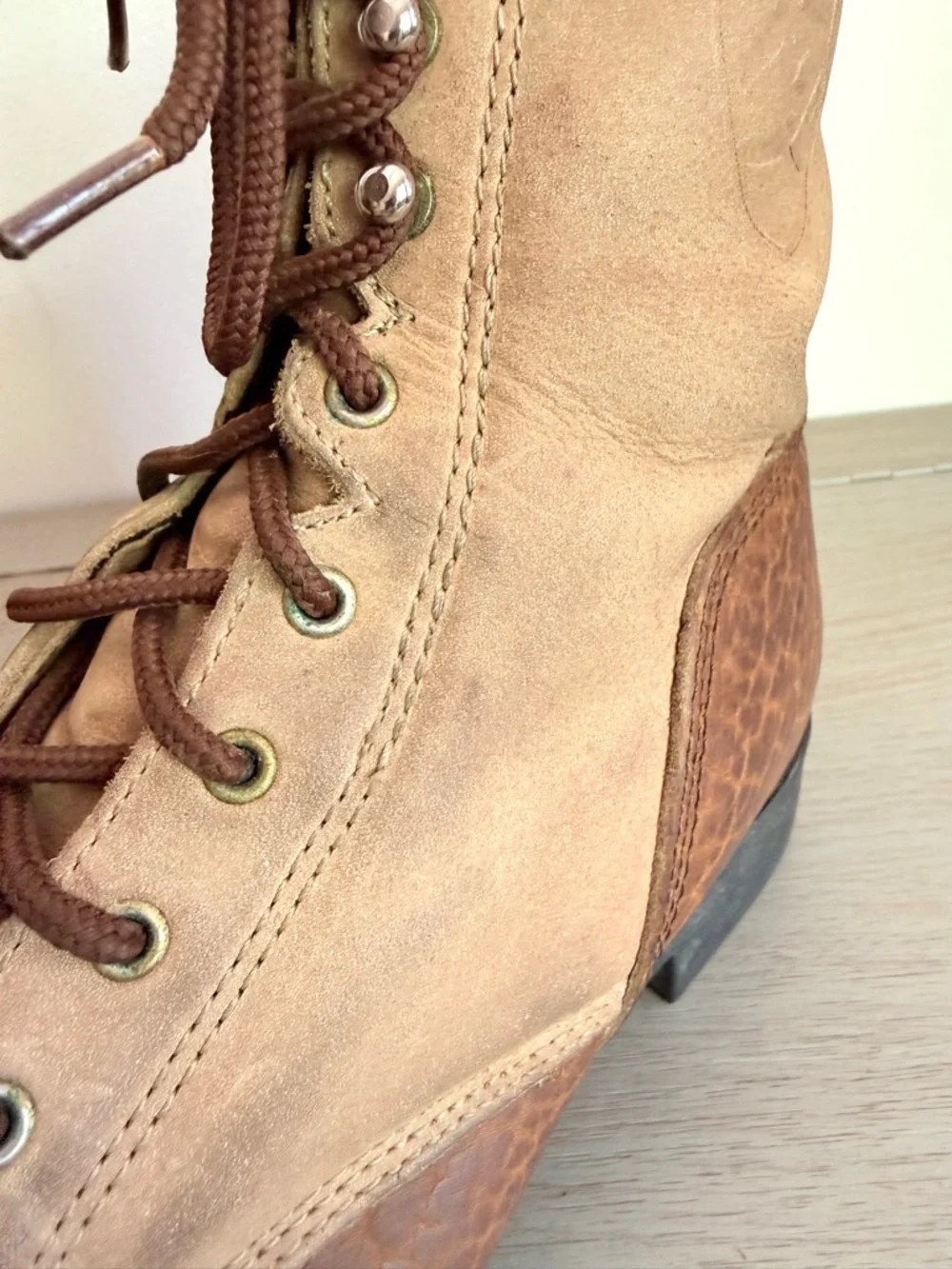 Vintage Ariat 2056 A2 Competitor Heritage Laced Boots Two Tone Kiltie Mens 7.5